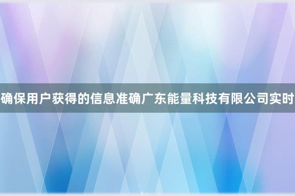 确保用户获得的信息准确广东能量科技有限公司实时
